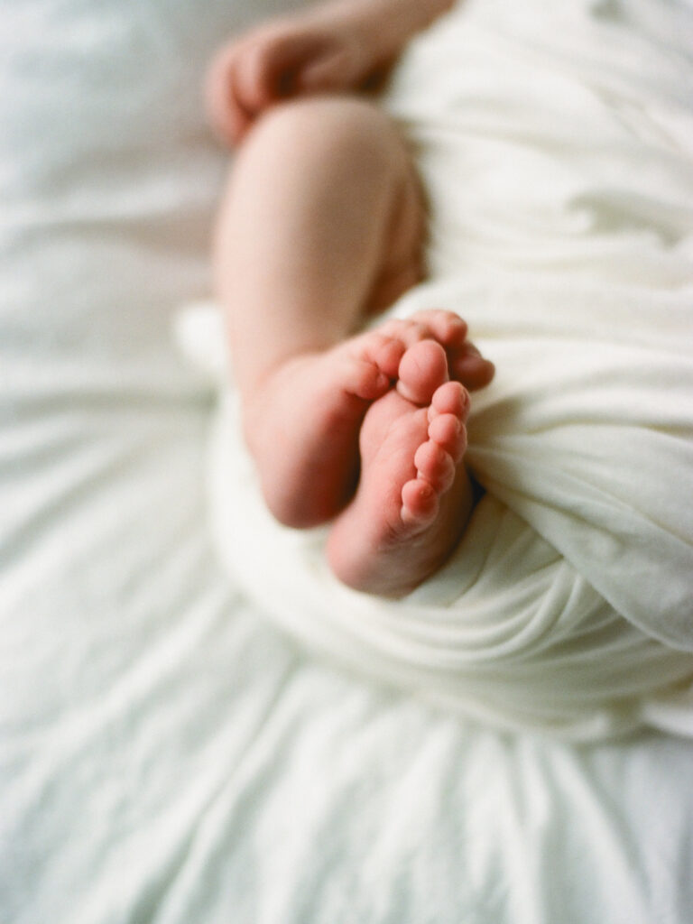 Closeup of a newborn baby's toes