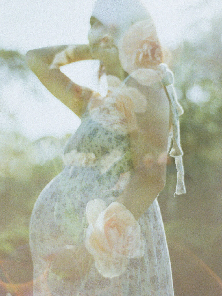 film double exposure during huntsville maternity photography session by fauna & film